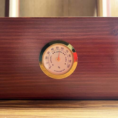Mezmob Masif Yerli Sedir Ağacı Humidor Puro Kutusu Camlı 2 Bölmeli Analog - 10