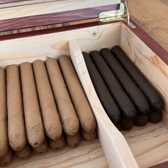 Mezmob Masif Yerli Sedir Ağacı Humidor Puro Kutusu Camlı 2 Bölmeli Dijital - 10