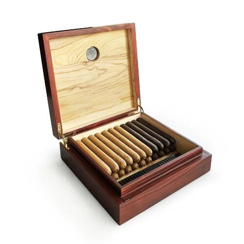 Mezmob Masif Yerli Sedir Ağacı Humidor Puro Kutusu Küçük Boy Analog - 3