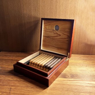 Mezmob Masif Yerli Sedir Ağacı Humidor Puro Kutusu Küçük Boy Analog - 8