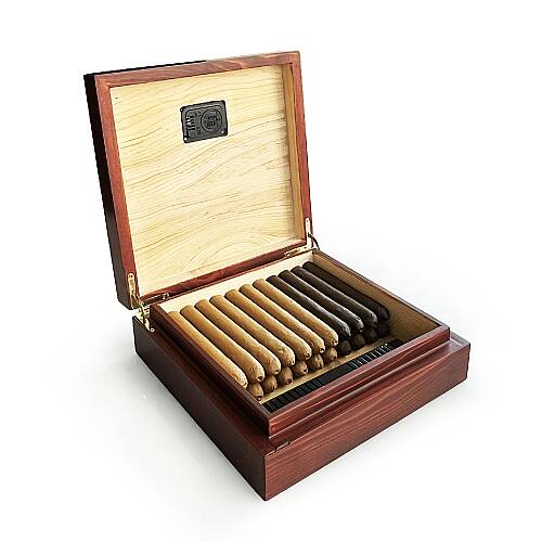 Mezmob Masif Yerli Sedir Ağacı Humidor Puro Kutusu Küçük Boy Dijital-Defolu - 3