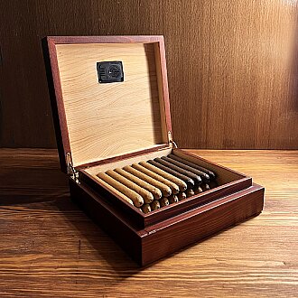 Mezmob Masif Yerli Sedir Ağacı Humidor Puro Kutusu Küçük Boy Dijital-Defolu - 6