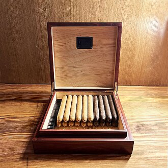 Mezmob Masif Yerli Sedir Ağacı Humidor Puro Kutusu Küçük Boy Dijital-Defolu - 7