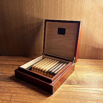 Mezmob Masif Yerli Sedir Ağacı Humidor Puro Kutusu Küçük Boy Dijital-Defolu - 8