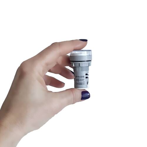 Mini Dijital Voltmetre 22MM AC 60-500V LED Beyaz Işık - 4