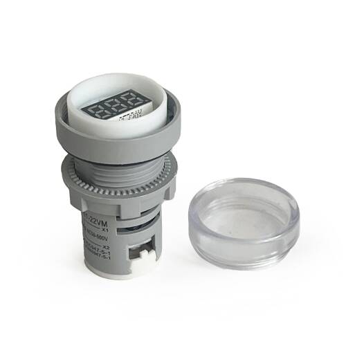 Mini Dijital Voltmetre 22MM AC 60-500V LED Beyaz Işık - 6