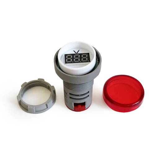 Mini Dijital Voltmetre 22MM AC 60-500V LED Kırmızı Işık - 8