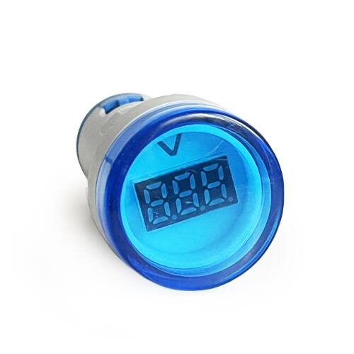 Mini Dijital Voltmetre 22MM AC 60-500V LED Mavi Işık - 3