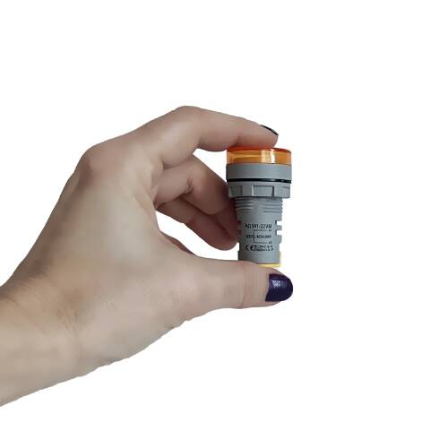 Mini Dijital Voltmetre 22MM AC 60-500V LED Sarı Işık - 4