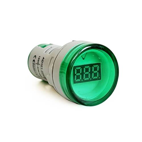 Mini Dijital Voltmetre 22MM AC 60-500V LED Yeşil Işık - 1