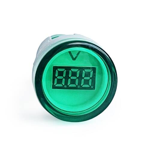 Mini Dijital Voltmetre 22MM AC 60-500V LED Yeşil Işık - 3