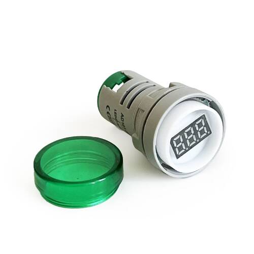 Mini Dijital Voltmetre 22MM AC 60-500V LED Yeşil Işık - 5