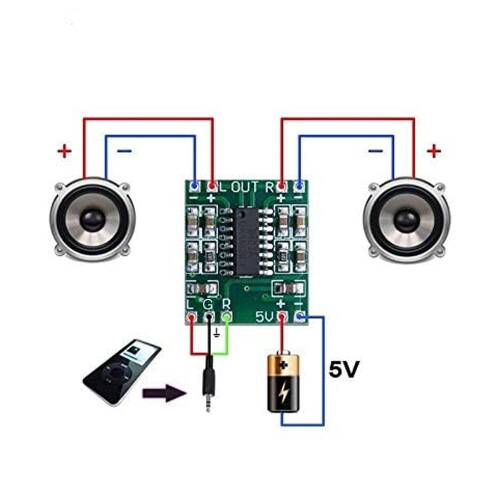 Minyatür Dijital Güç Amplikatör Devresi 2*3W Class D PAM8403 Power Amplifier Board 2.5~5V - 5