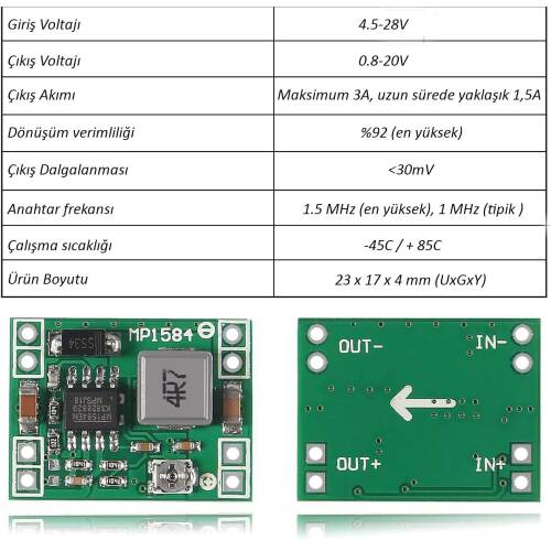 MP1584EN DC-DC 3A Ayarlanabilir Güç Voltaj Düşürücü - 7