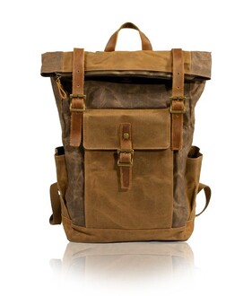 Muchuan - Muchuan 9120 Canvas Leather Retro Backpack Brown