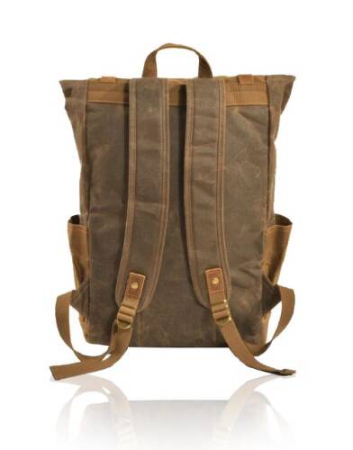 Muchuan 9120 Kanvas Deri Retro Sırt Çantası Kahverengi - 2
