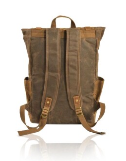 Muchuan 9120 Kanvas Deri Retro Sırt Çantası Kahverengi - 2