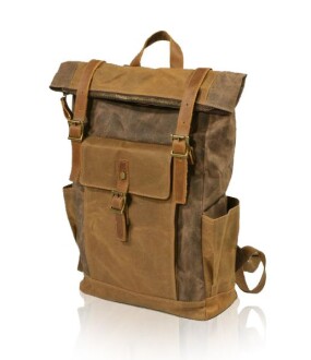 Muchuan 9120 Kanvas Deri Retro Sırt Çantası Kahverengi - 3