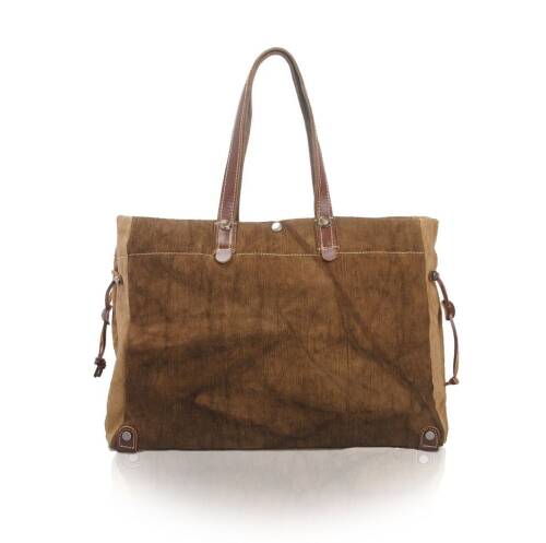 Muchuan Batik Kanvas Postacı Çanta Kahverengi - 3