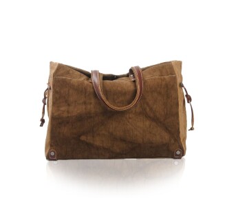 Muchuan Batik Kanvas Postacı Çanta Kahverengi - 4