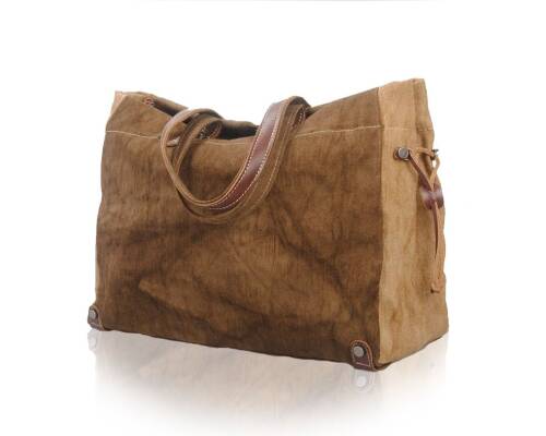 Muchuan Batik Kanvas Postacı Çanta Kahverengi - 5