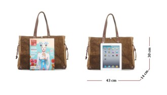 Muchuan Batik Kanvas Postacı Çanta Kahverengi - 8