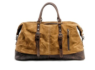Muchuan - Muchuan Canvas Leather Short Stay Travel Bag (Khaki)
