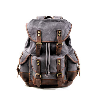 Muchuan Waterproof Waxed Canvas Backpack (Dark Grey)
