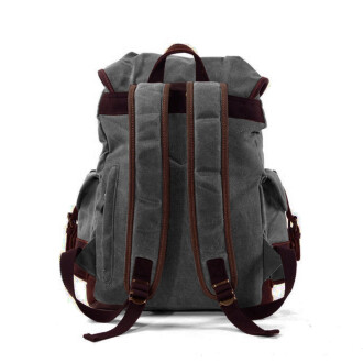 Muchuan Su Geçirmez Kanvas Retro Sırt Çantası (Füme) - 4