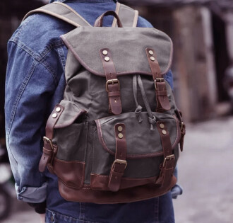 Muchuan Su Geçirmez Kanvas Retro Sırt Çantası (Füme) - 7