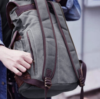 Muchuan Su Geçirmez Kanvas Retro Sırt Çantası (Füme) - 8