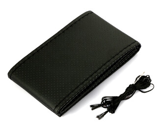 OEM Black Leather Steering Wheel Cover with Stitching