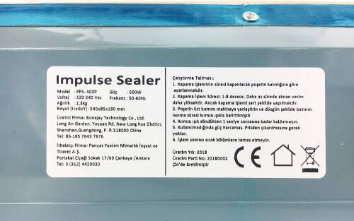 PFS-400P Poşet Ağzı Kapama Yapıştırma Kapatma Makinası 40cm - 3