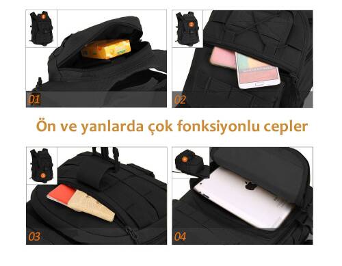 Protector Plus 40L Molle Taktik Çanta (Siyah) - 4