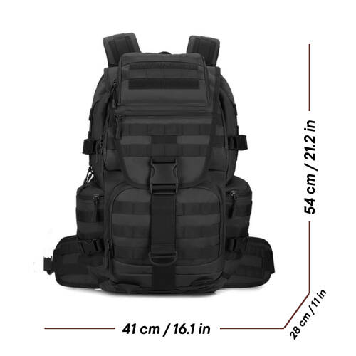 Protector Plus 50L Su Geçirmez Outdoor Sırt Çantası Sportif Siyah - 4