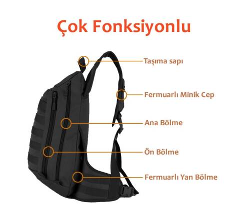 Protector Plus Tek Omuz Taktik Sırt Çanta Siyah - 2