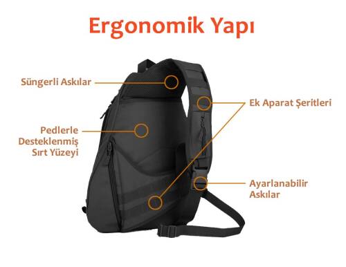 Protector Plus Tek Omuz Taktik Sırt Çanta Siyah - 3