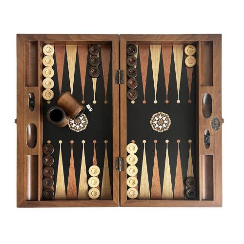 Pure Dişbudak Siyah Masif Ahşap Tavla Numeratörlü - 1