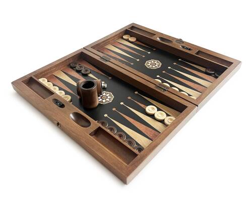 Pure Dişbudak Siyah Masif Ahşap Tavla Numeratörlü - 3