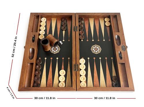 Pure Dişbudak Siyah Masif Ahşap Tavla Numeratörlü - 4