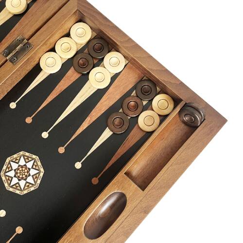 Pure Dişbudak Siyah Masif Ahşap Tavla Numeratörlü - 5