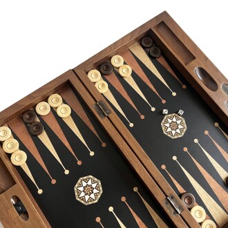 Pure Dişbudak Siyah Masif Ahşap Tavla Numeratörlü - 6