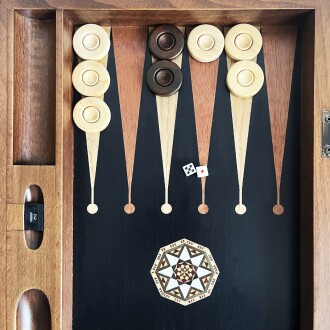 Pure Dişbudak Siyah Masif Ahşap Tavla Numeratörlü - 7