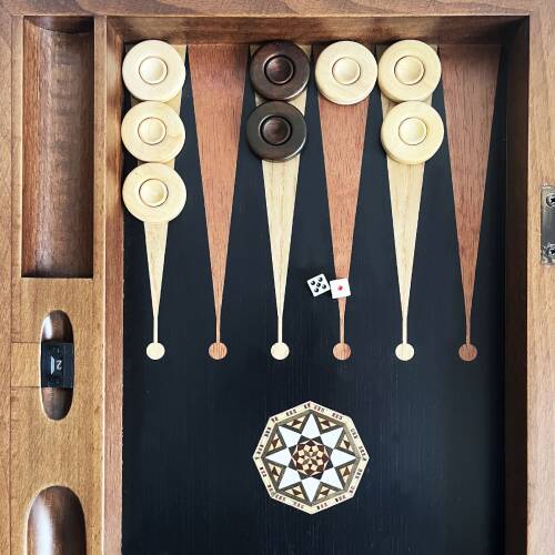 Pure Dişbudak Siyah Masif Ahşap Tavla Numeratörlü - 7