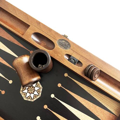 Pure Dişbudak Siyah Masif Ahşap Tavla Numeratörlü - 8