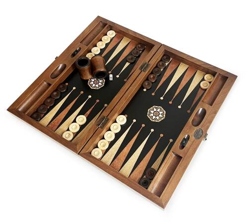 Pure Dişbudak Siyah Masif Ahşap Tavla Numeratörlü - 10