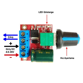 PWM DC Motor Hız Ayarlayıcı 5V-35V Speed Regulator Switch 5A Switch Function LED Dimmer - 3