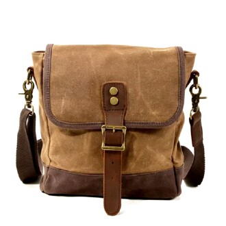 Waterproof Waxed Retro Canvas Casual Small Messenger Bag (Khaki)