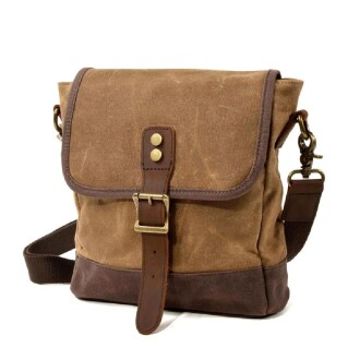 Retro Kanvas Gündelik Küçük Postacı Çanta Mumlu Su Geçirmez (Haki) - 2