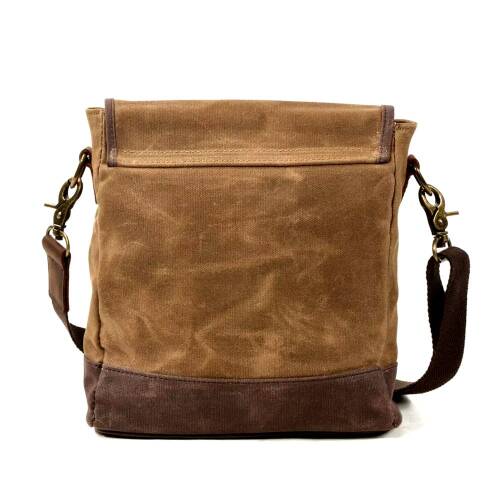 Retro Kanvas Gündelik Küçük Postacı Çanta Mumlu Su Geçirmez (Haki) - 7